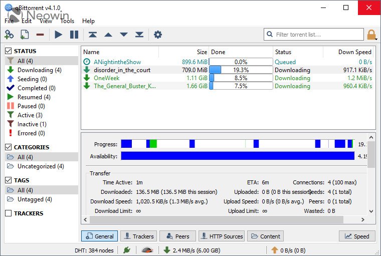 qBittorrent Main Interface
