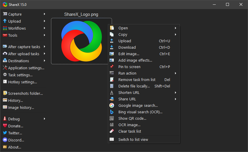 ShareX Main Interface