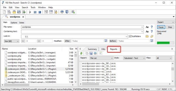 Agent Ransack main search window