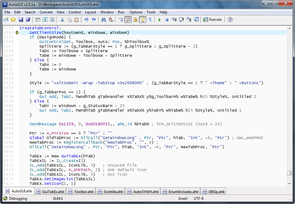 AutoHotkey script editor and main interface