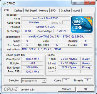 CPU-Z Mainboard and Graphics card information