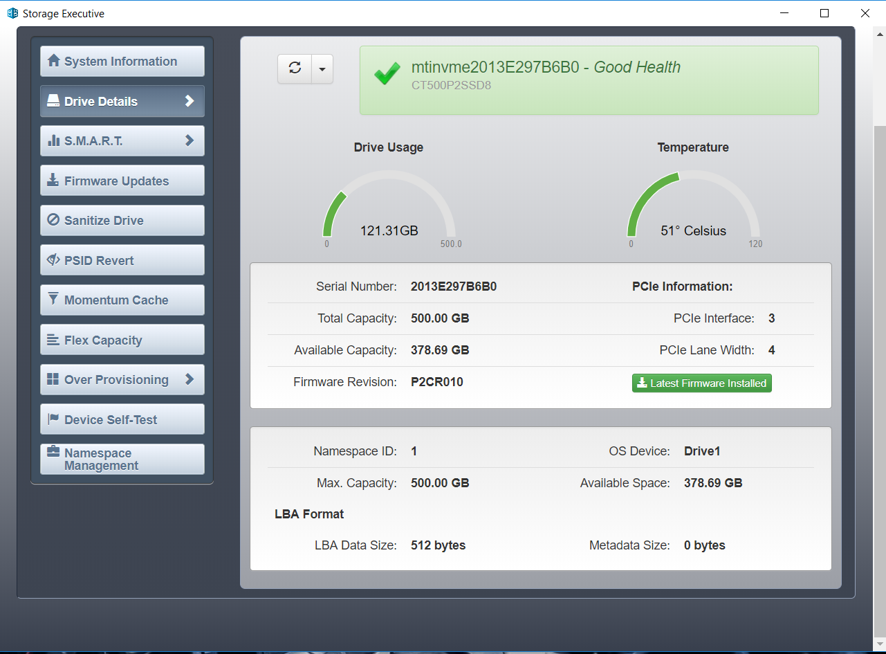 Crucial Storage Executive performance benchmark