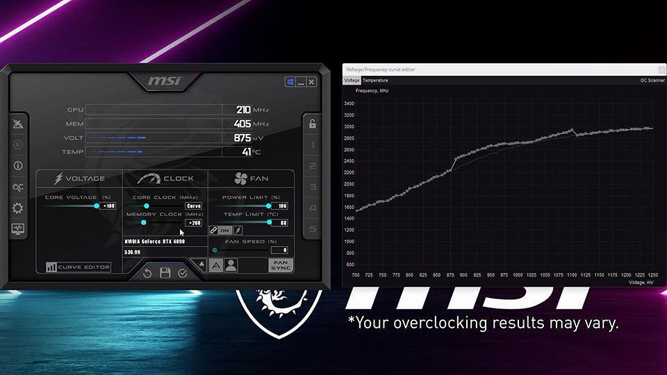MSI Afterburner overclocking and fan curve settings