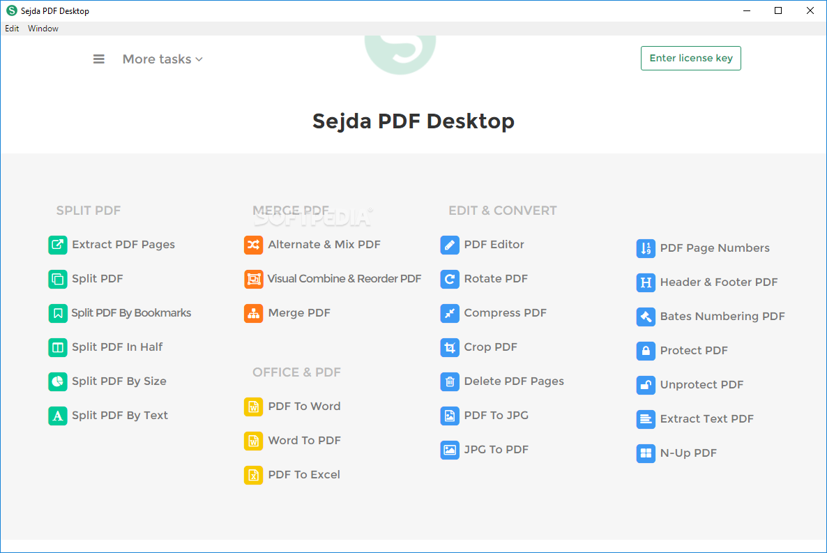 Sejda PDF Desktop main interface