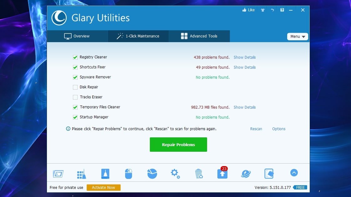 Glary Utilities privacy and optimization tools