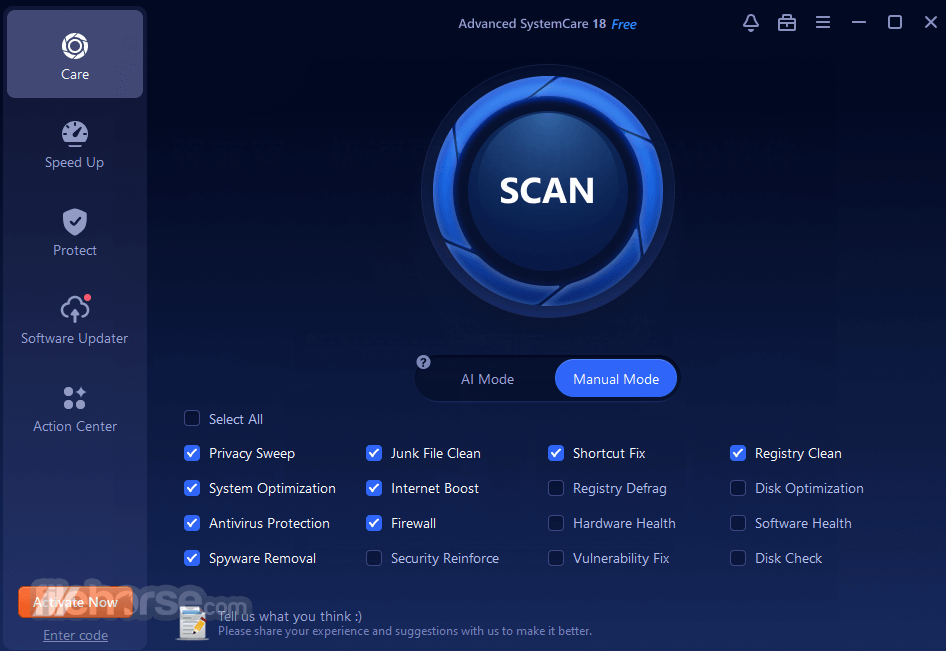 Advanced SystemCare Free 18 main dashboard screenshot Windows 11