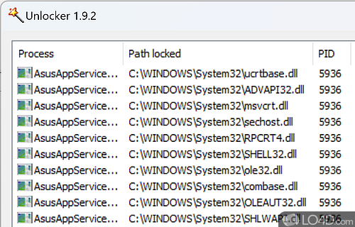 Unlocker locked processes list