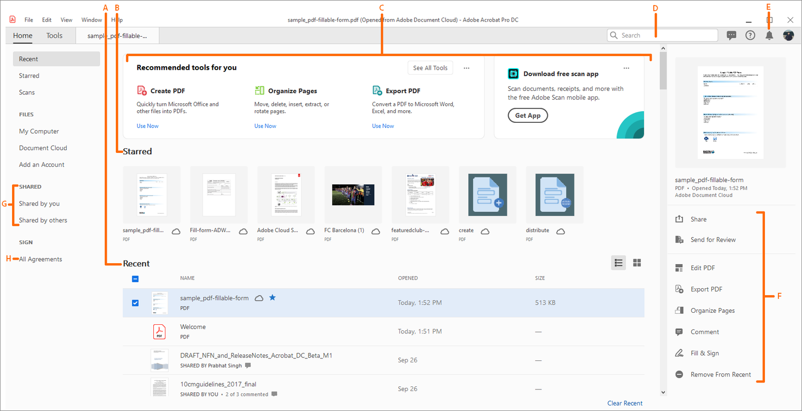 Adobe Acrobat Reader main view