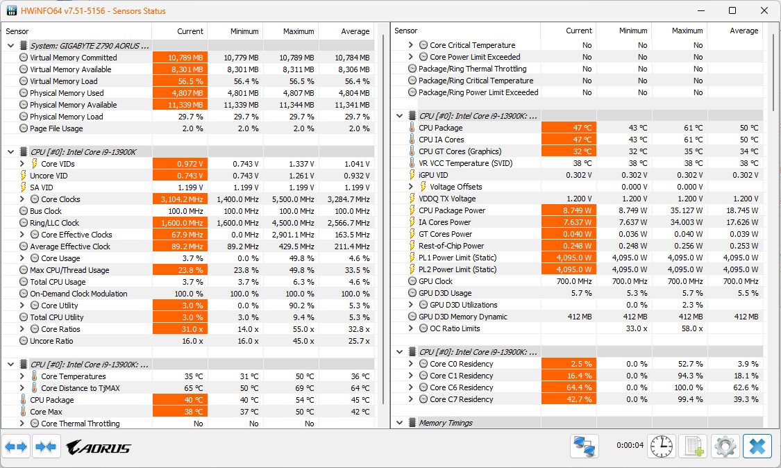 HWiNFO detailed CPU and GPU information