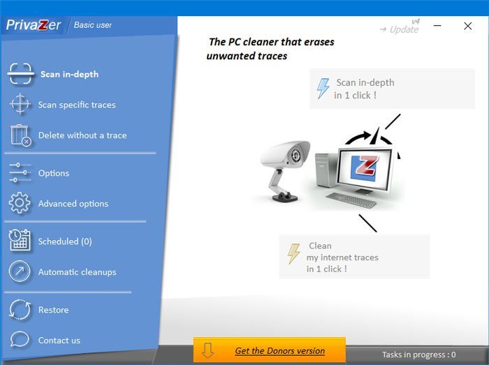 PrivaZer deep scan results showing junk files and privacy traces