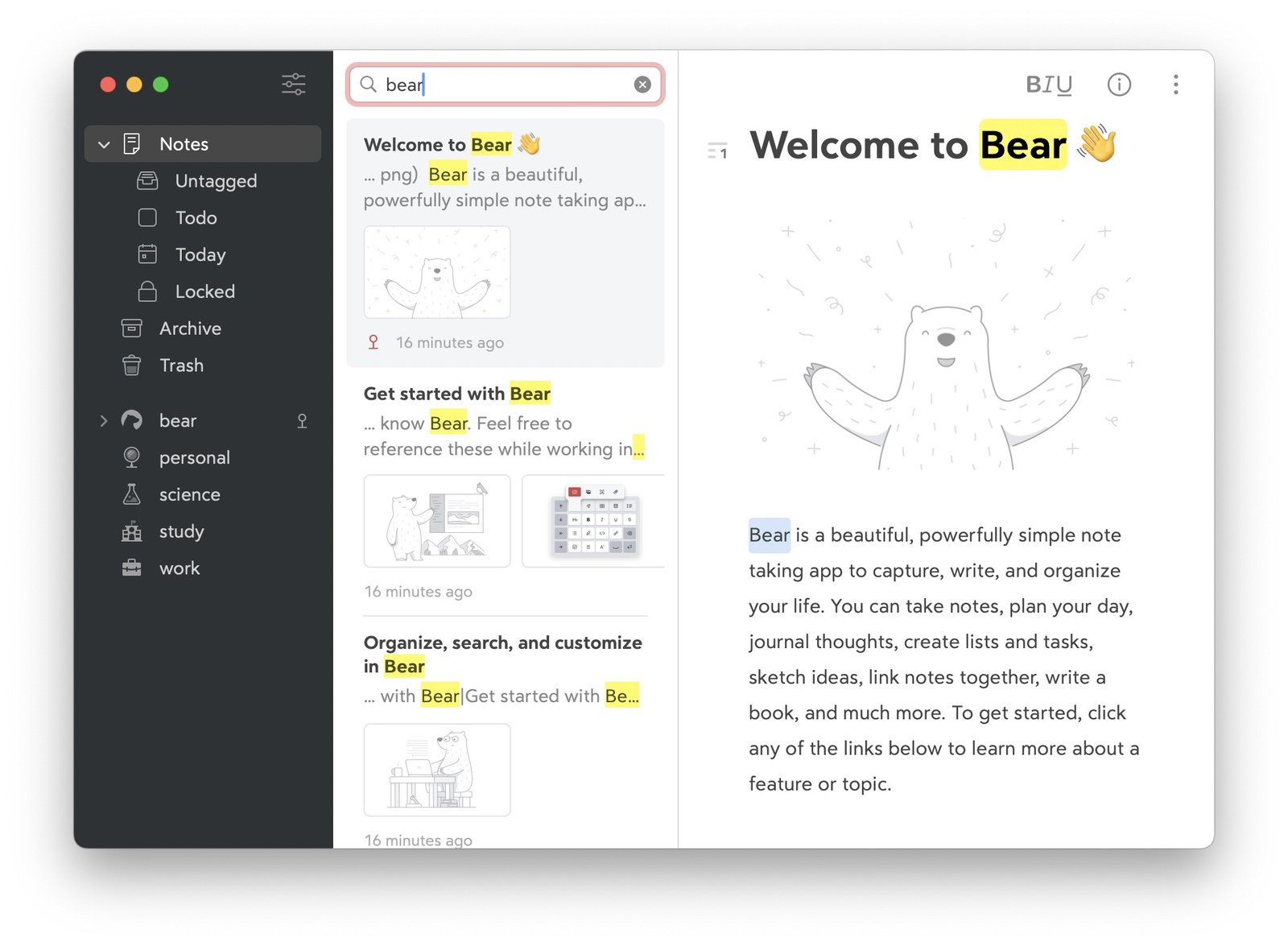 Bear markdown editor