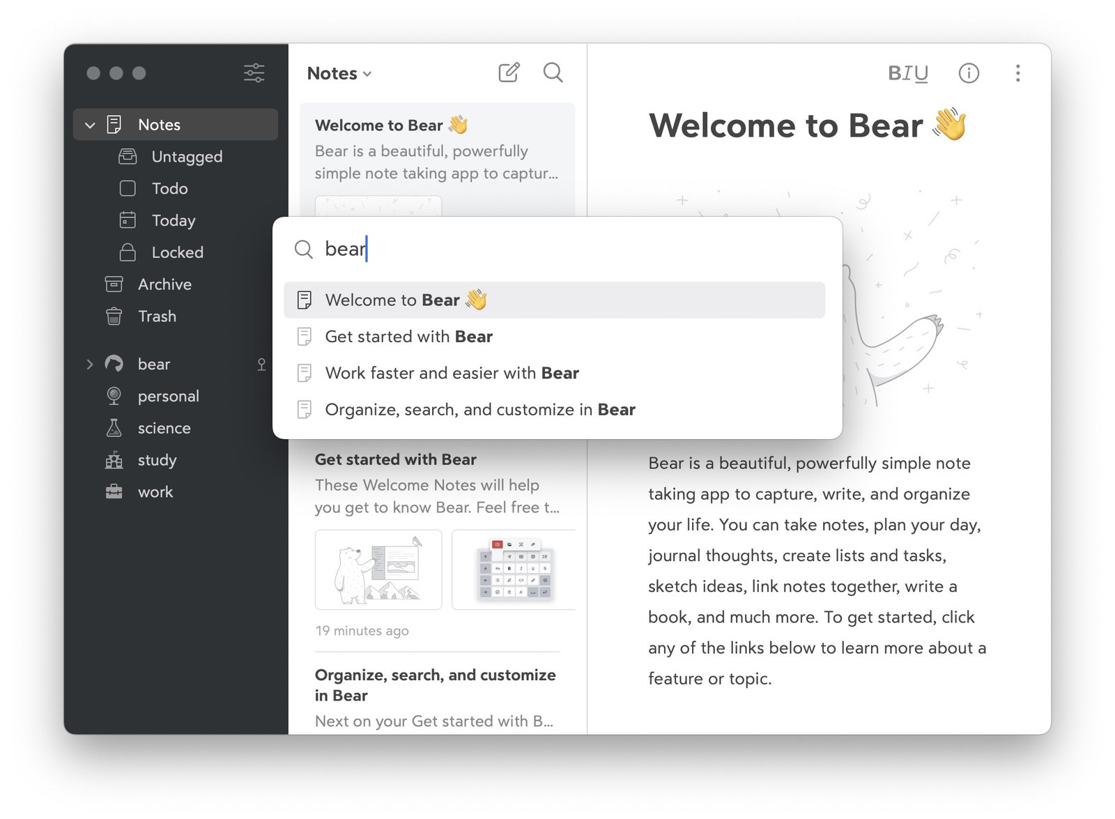 Bear main notes list