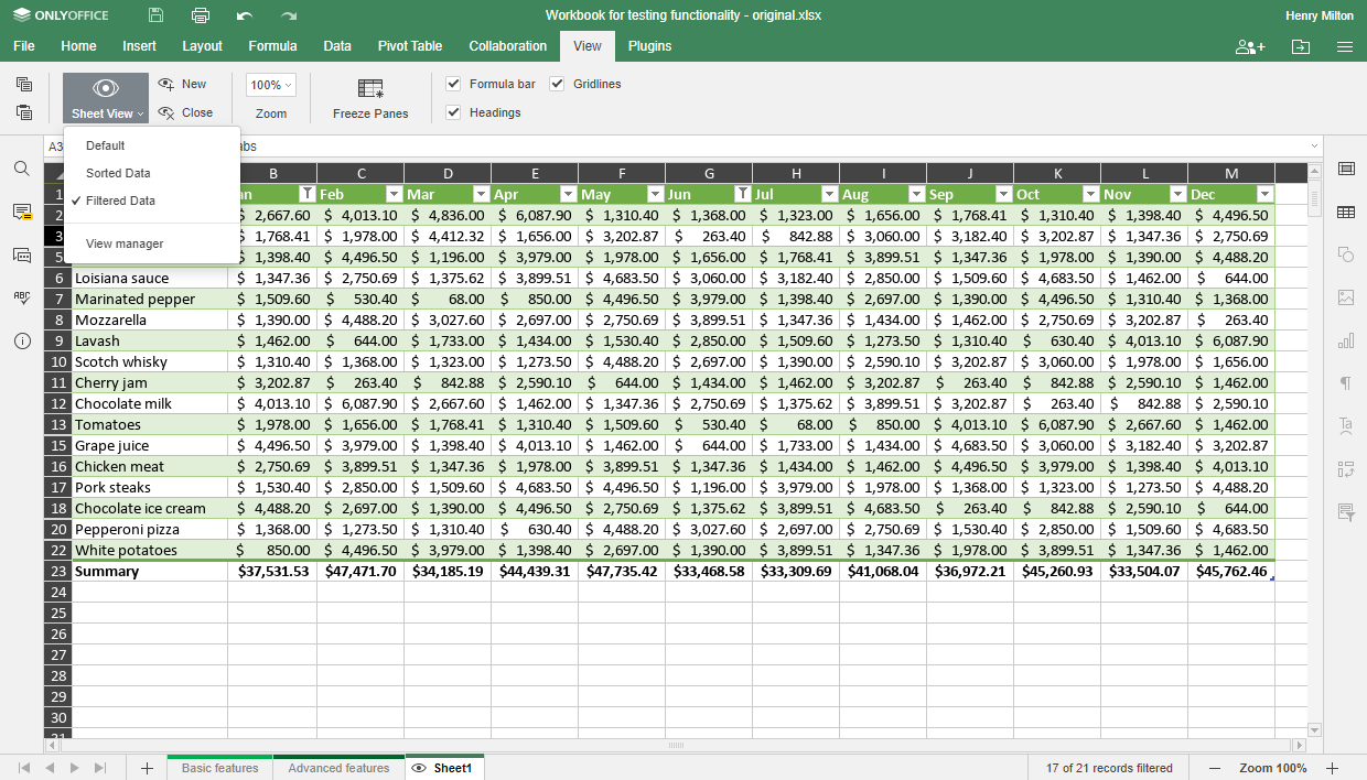 OnlyOffice Spreadsheet