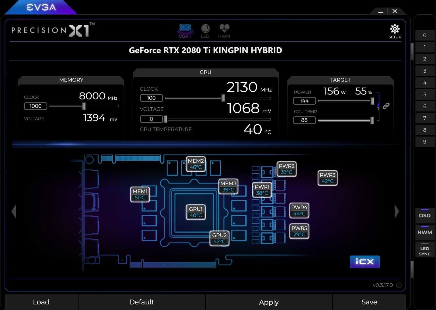 EVGA Precision X1 RGB lighting control