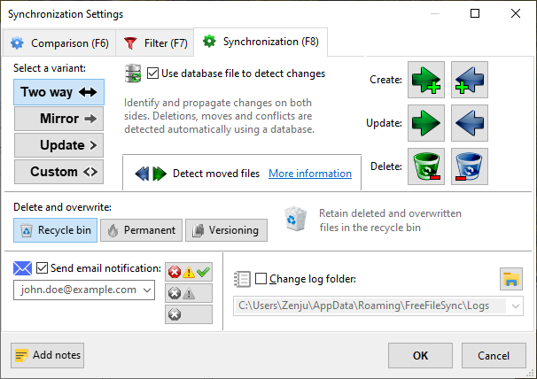 Synchronization Settings